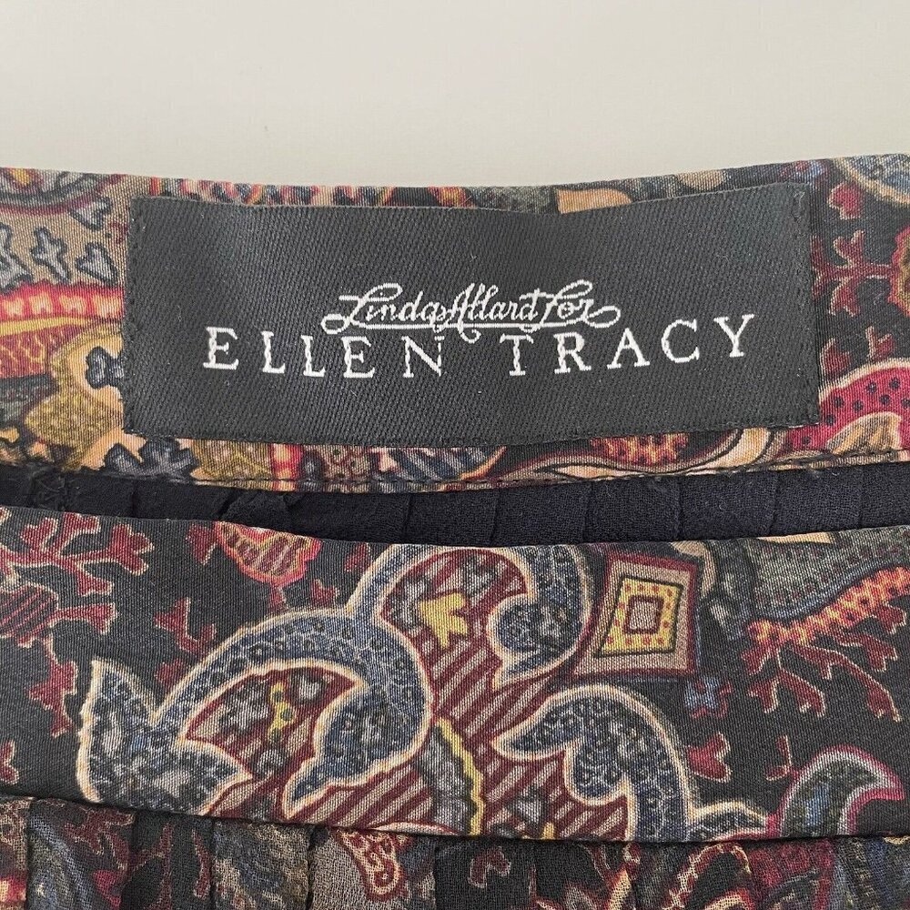 Ellen Tracy Linda Allard design Silk Lined Paisley Skirt 2 Dark Academia Fairy - Picture 3 of 11